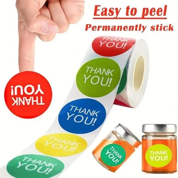500PCS Thank You Colorful Round Stickers for Envelopes Backing 1.5 Inch Stickers - Picture 4 of 6